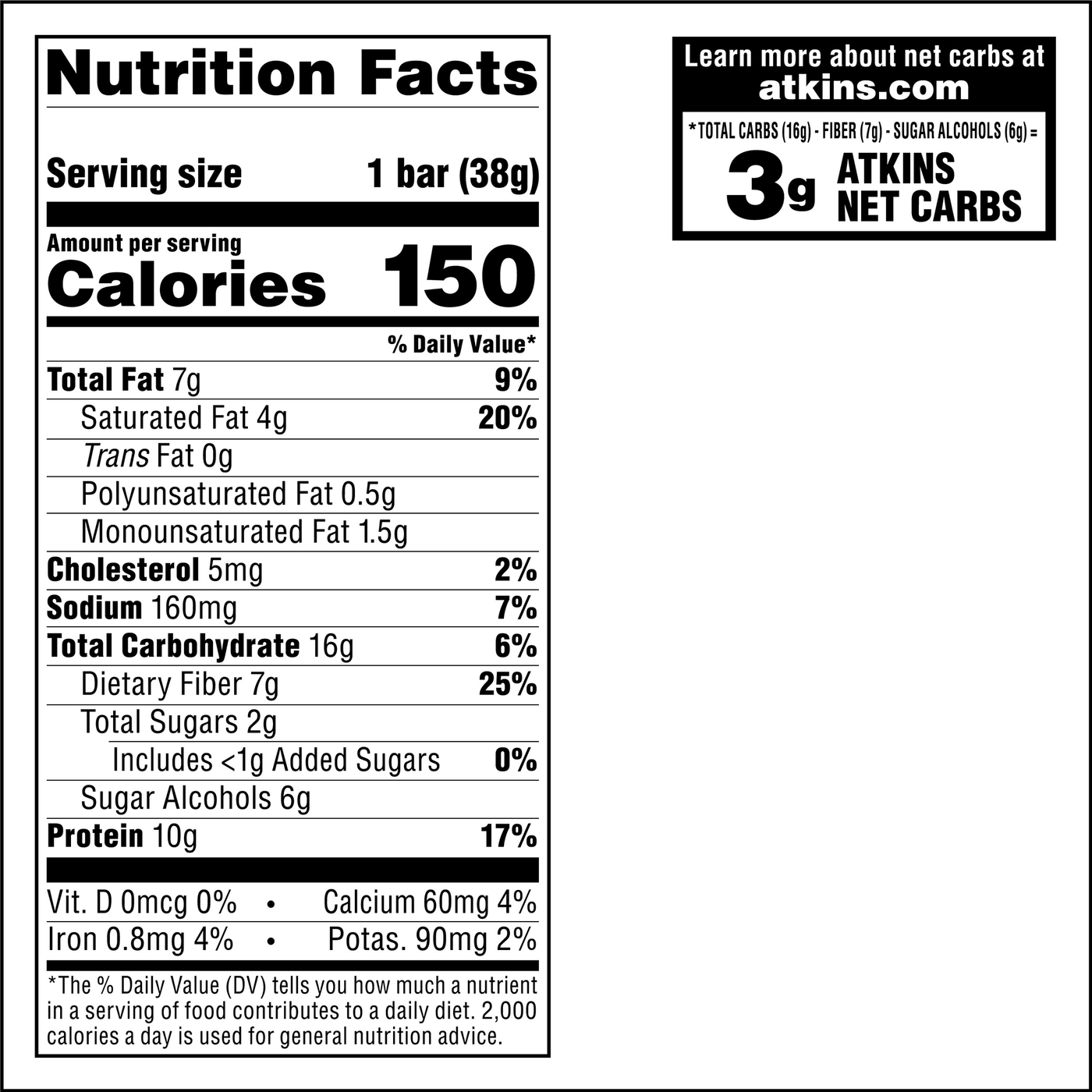 Pumpkin Pie Bar Nutrition panel