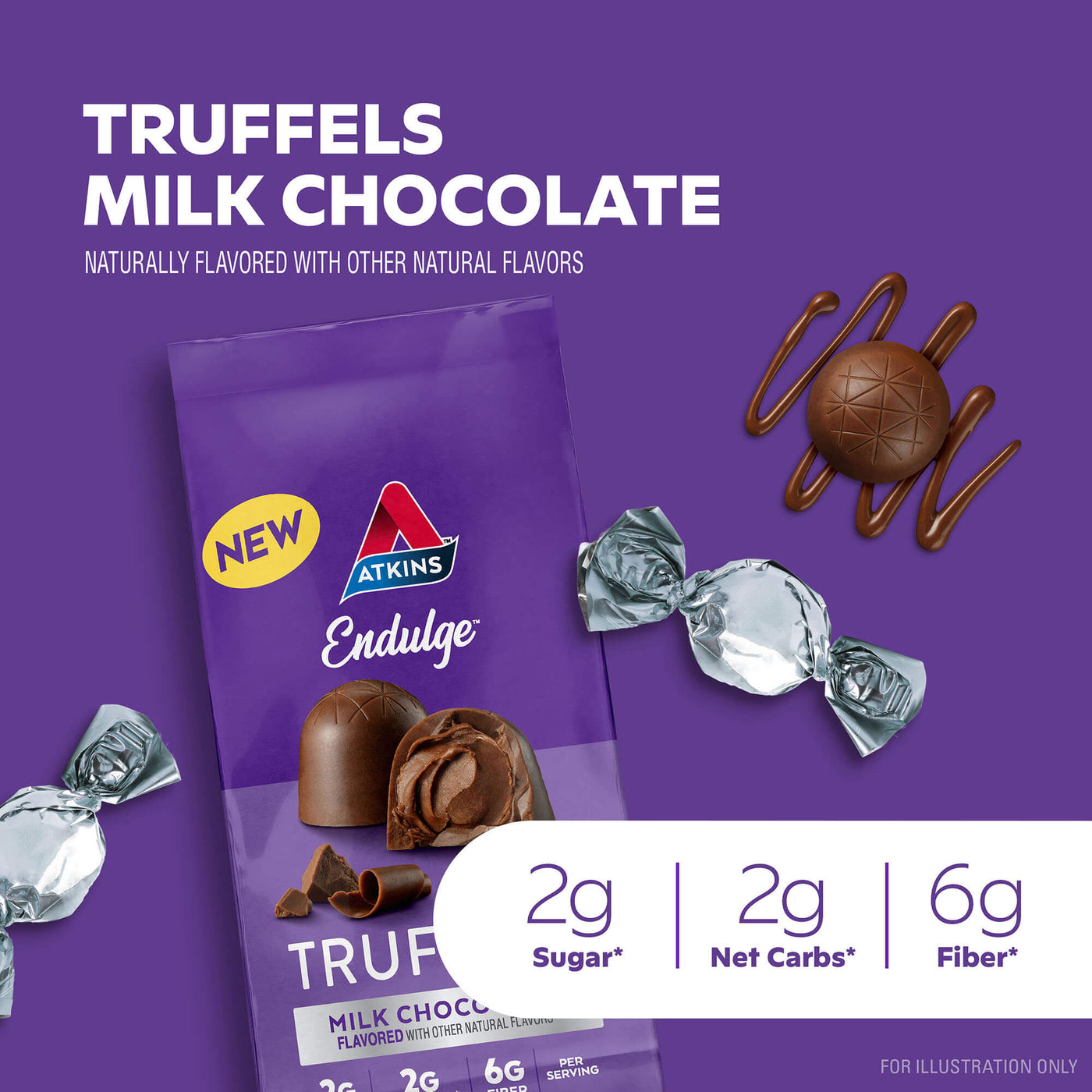 Endulge Milk Chocolate Truffles-Naturally flavored with other natural flavors. 2g sugar, 2g net carbs, 6g fiber