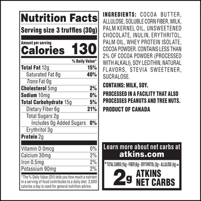 Endulge Milk Chocolate Truffles-Nutrition facts and Ingredients